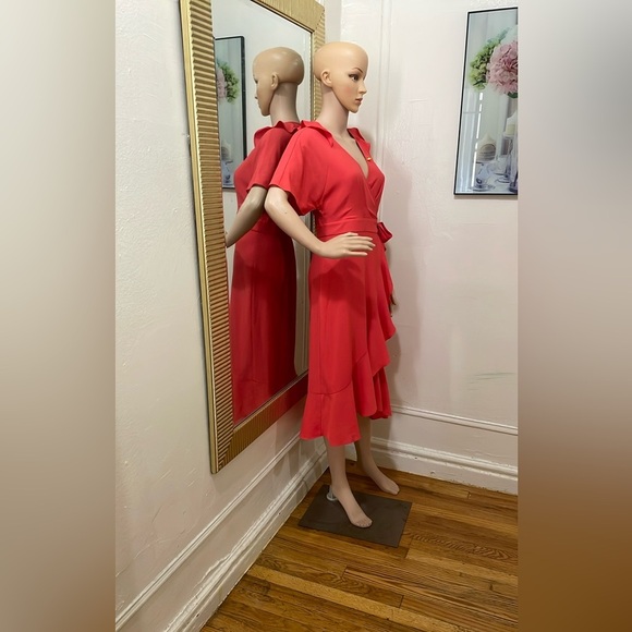 Whistles Red Ruched Wrap Sundress - Picture 16 of 16